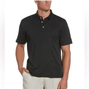 Cubavera Black Textured Short Sleeve Polo Shirt